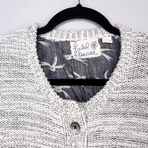 Anthropologie Field Flower Cardigan Sweater Size Large Button UP Double Hem Gray - Picture 4 of 13
